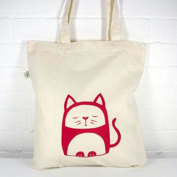 Contented Cat Organic Cotton Tote Bag, 3 of 6
