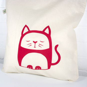 Contented Cat Organic Cotton Tote Bag, 4 of 6