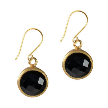 Gem Drop Earrings Black Onyx And Gold, 2 of 3