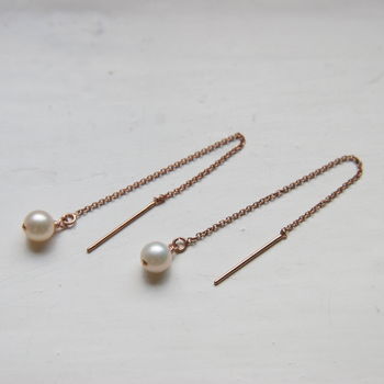 14ct Rose Gold Filled Metal And Pearl Thread Earrings, 8 of 8