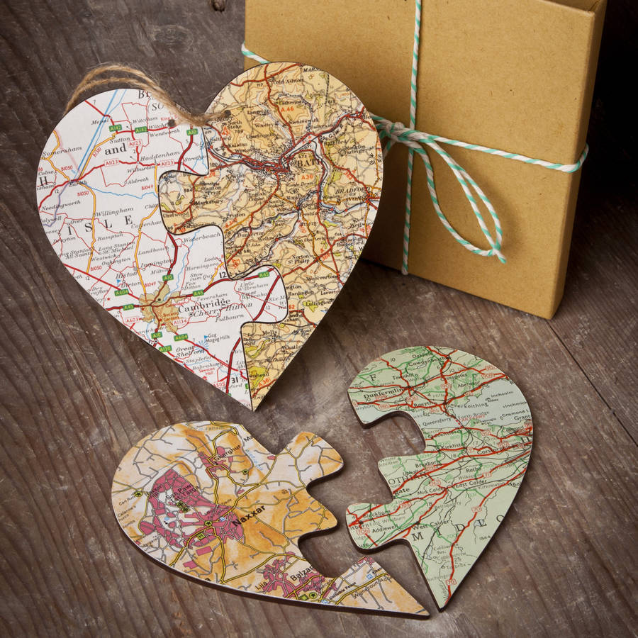 Personalised Jigsaw Map Heart, 1 of 3