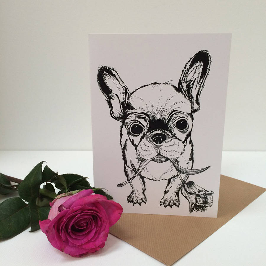 Tulip Frenchie Greeting Card, 1 of 2