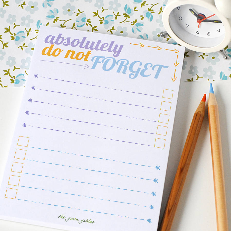 Set Of Three To Do List Note Pads By the green gables