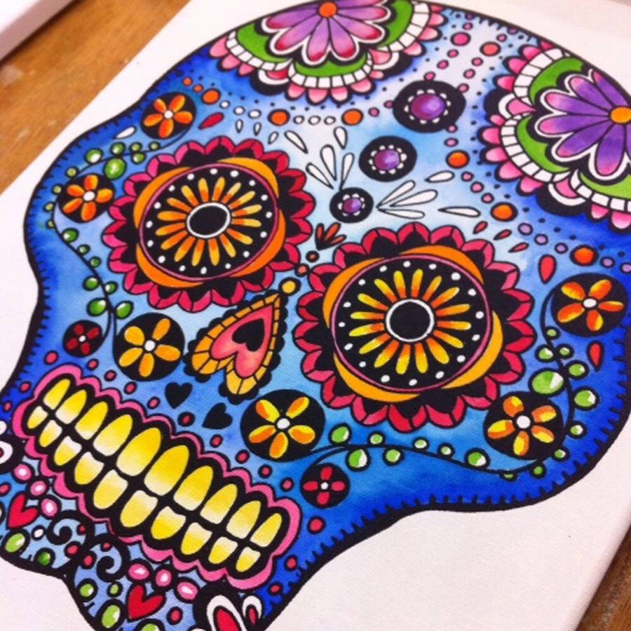 paint your own canvas kit skull by pink pineapple home & gifts ...