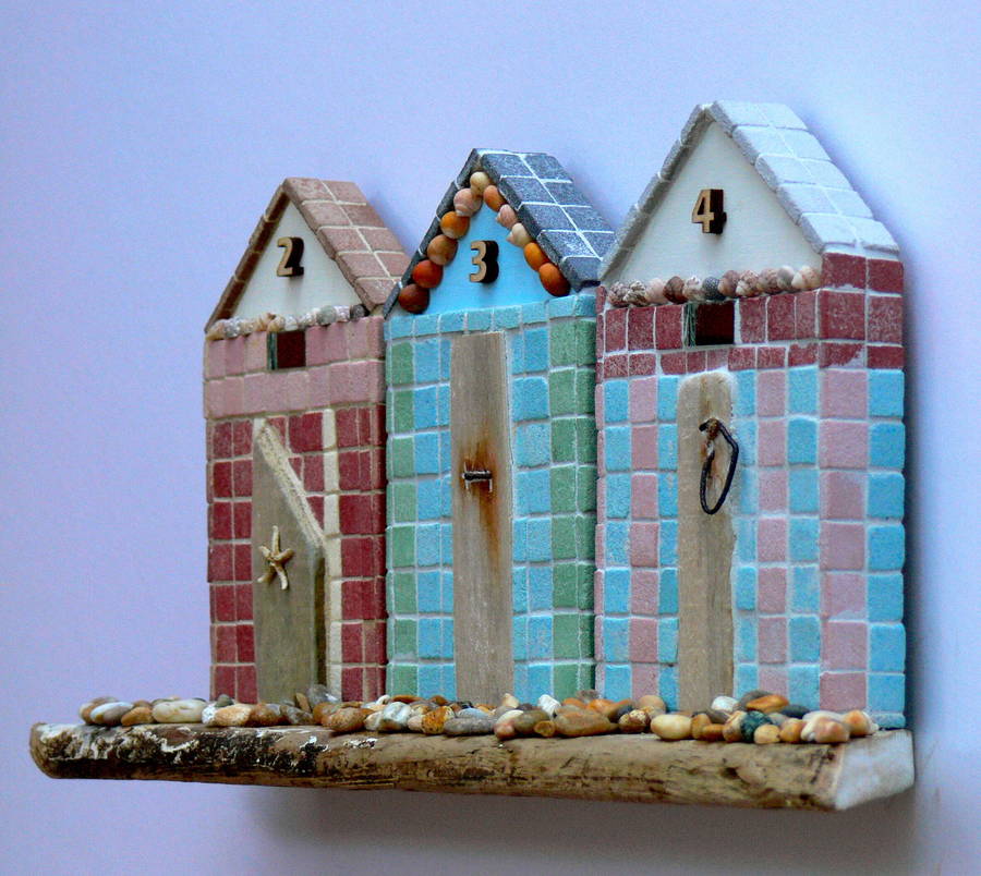 Pebble Beach Beach Huts Mosaic Wall Art By Rana Cullimore