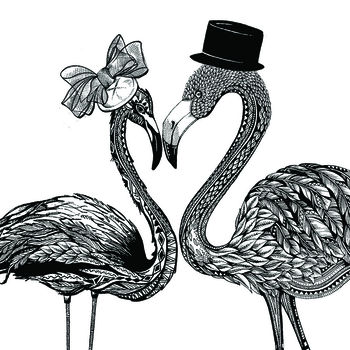 Wedding Flamingos Greeting Card, 2 of 2