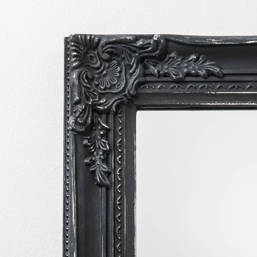 full lengh mirror in antique matt black distressed by hand crafted