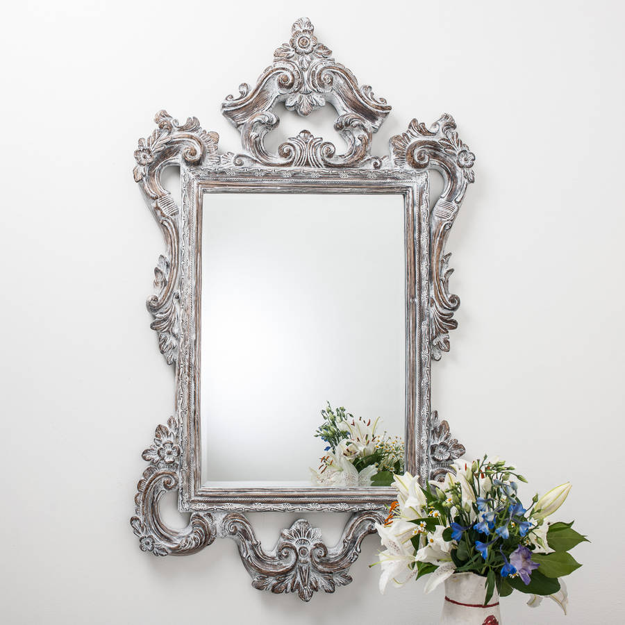 large white wash carved wood effect mirror by hand crafted mirrors  notonthehighstreet.com