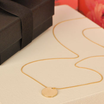 Simple Solid Gold Disc Necklace, 2 of 8