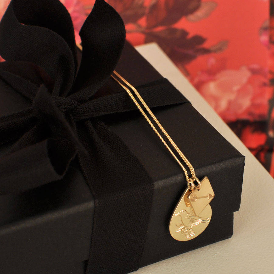 gold bird and arrow charm necklace by lindsay pearson ...