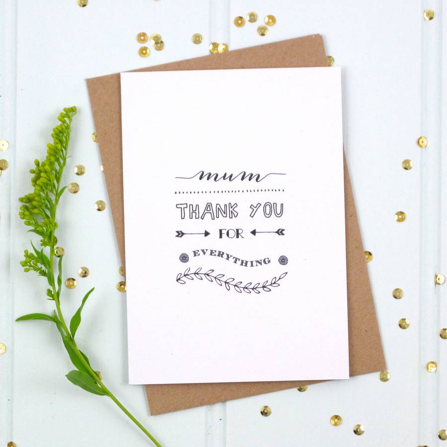 'mum thank you for everything' card by cards + cotton ...