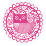 Screen Printed Orange Or Pink Owl Tea Towel, thumbnail 3 of 4