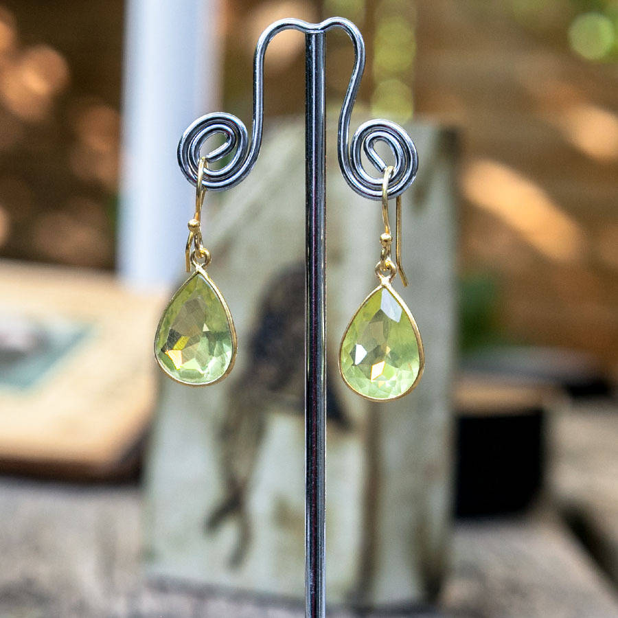 lemon quartz drop earrings by rochejewels