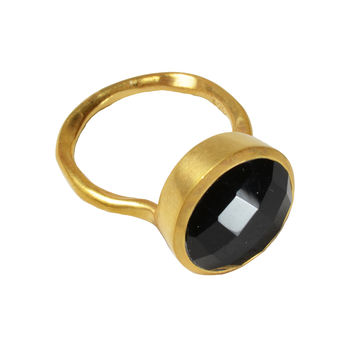 Cora Ring Gold And Black Onyx With Larger Stone, 2 of 3