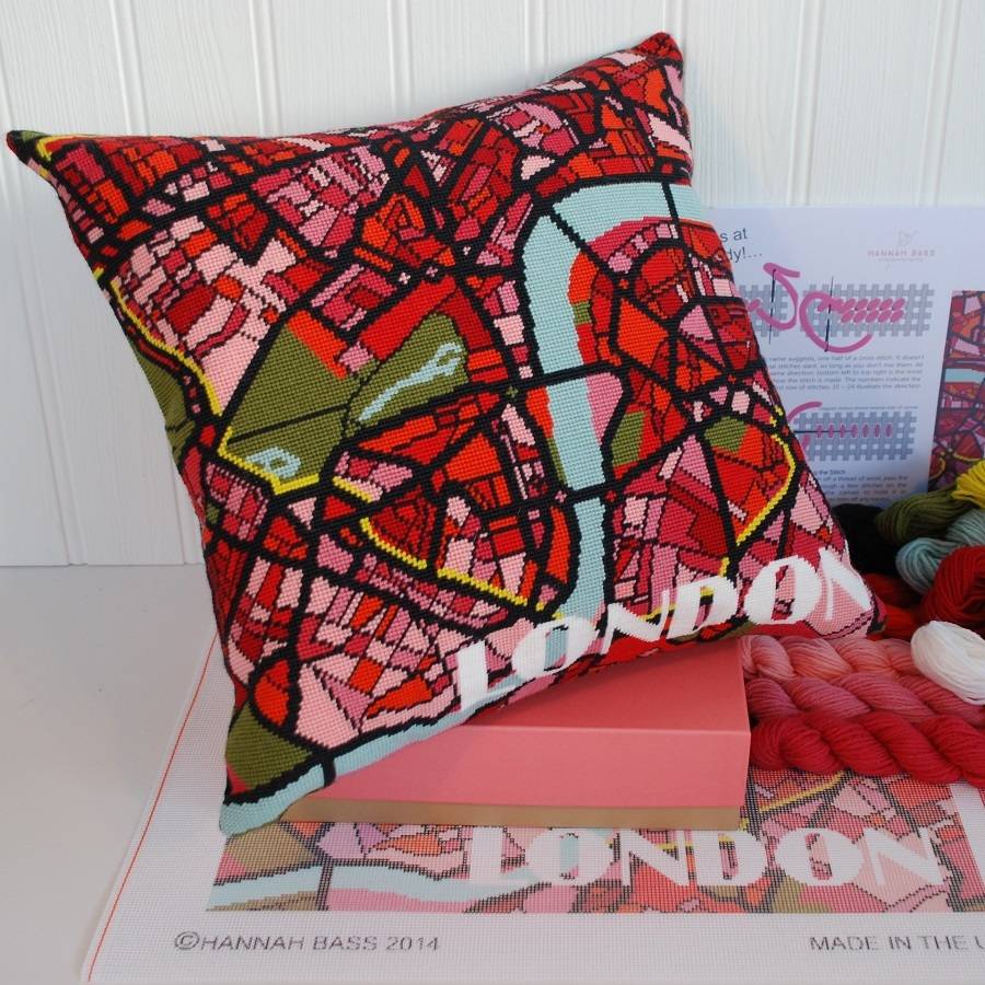 contemporary london bright city map tapestry kit by hannah bass