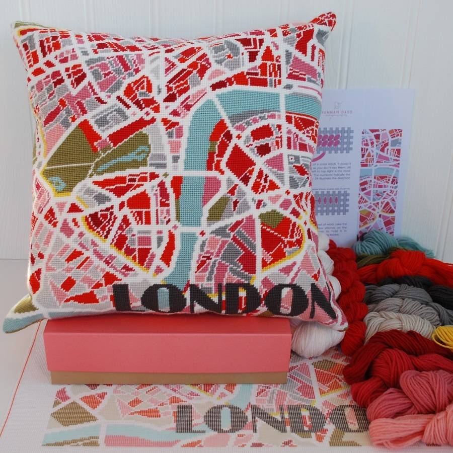 contemporary london light city map tapestry kit by hannah bass 