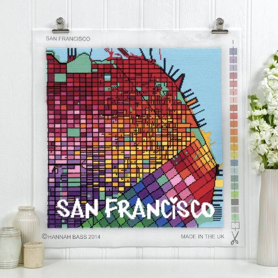 contemporary san francisco city map tapestry kit by hannah bass