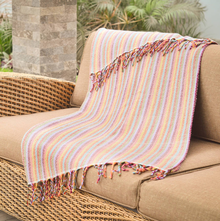 Multicoloured Striped Baby Alpaca Throw By Quina & Cantuta