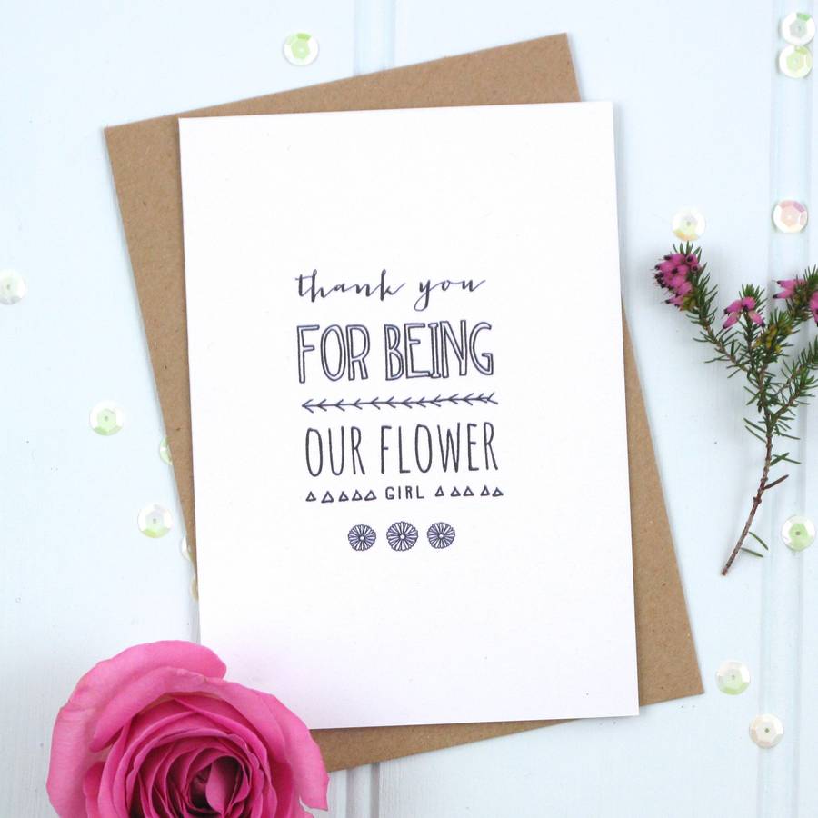 'thank you for being our flower girl' card by cards + cotton ...