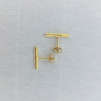 Gold Textured T Bar Earrings, 3 of 3