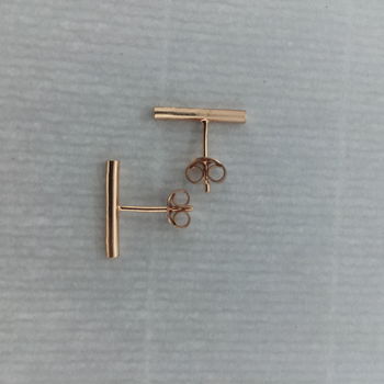 Rose Gold Textured T Bar Earrings, 3 of 3