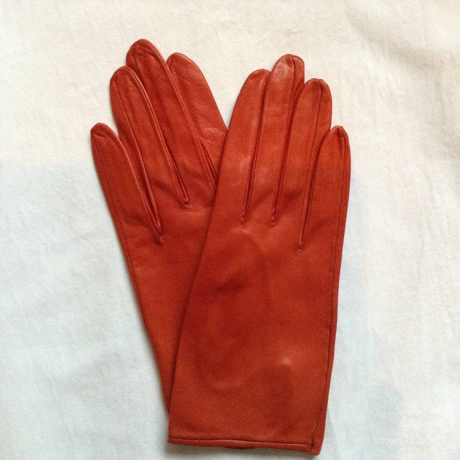 Vintage Burnt Orange Leather Gloves By Iamia