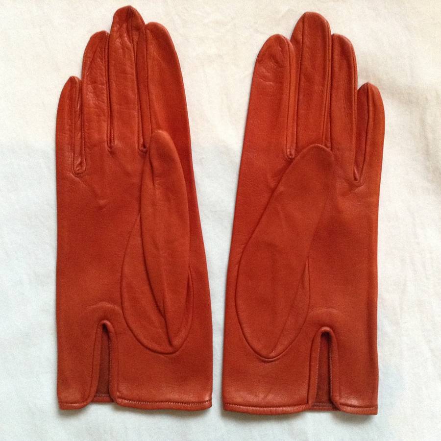 Vintage Burnt Orange Leather Gloves By Iamia