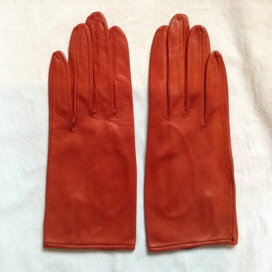 Vintage Burnt Orange Leather Gloves By Iamia | notonthehighstreet.com