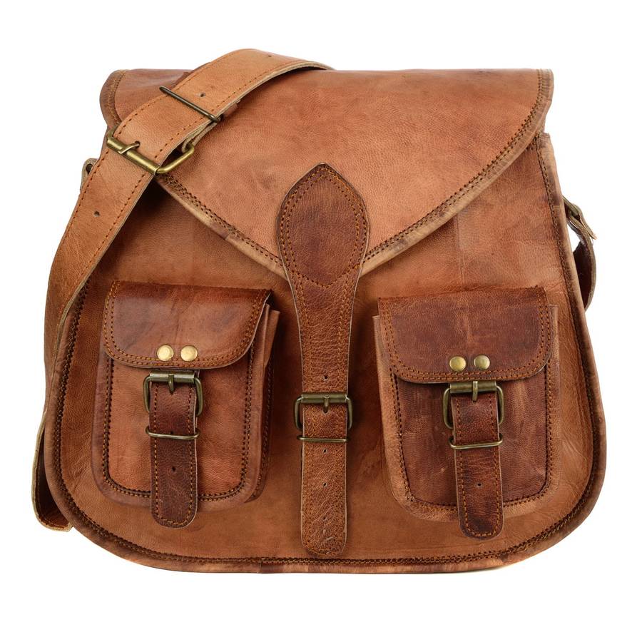 brown leather satchel style saddle bag by paper high ...