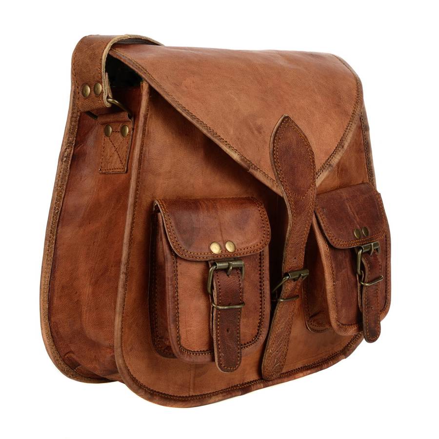 brown leather satchel style saddle bag by paper high ...