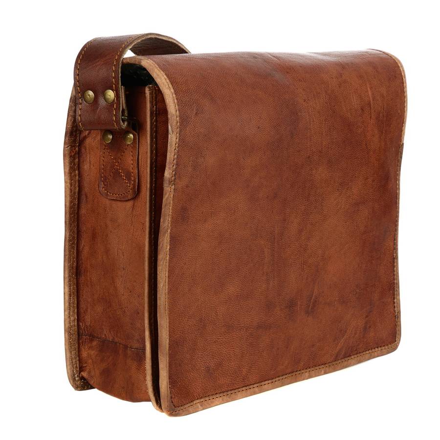 brown leather courier / messenger bag by paper high ...