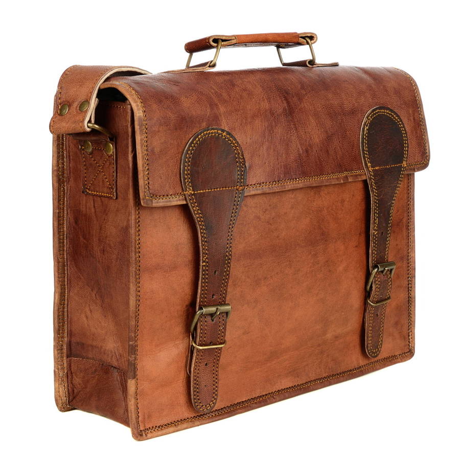 large brown leather satchel