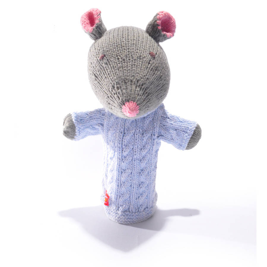 mouse hand puppet in organic cotton by chunkichilli