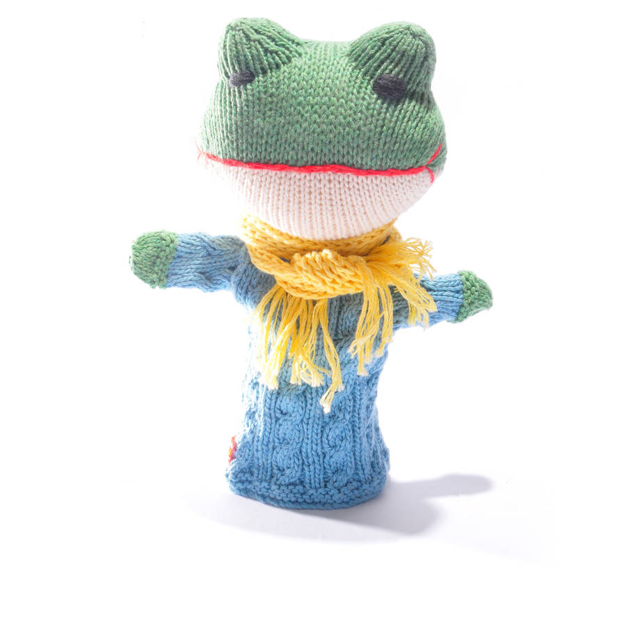 frog hand puppet in organic cotton by chunkichilli