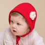 Hand Crochet Baby Little Red Bonnet, thumbnail 1 of 3