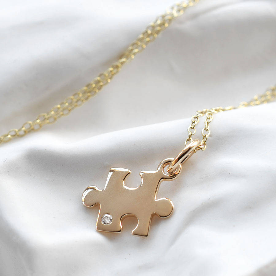 nine carat gold jigsaw puzzle necklace with ruby by lily charmed ...