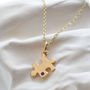 Solid 9ct Gold Jigsaw Puzzle Necklace With Sapphire, thumbnail 2 of 5