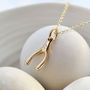 9ct Gold Wishbone Necklace With Diamond, thumbnail 1 of 7