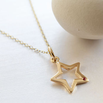 9ct Gold Open Star Necklace With Ruby, 2 of 6
