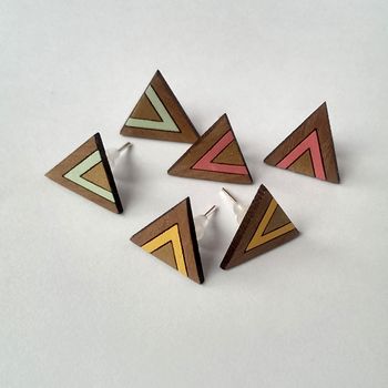 Gold Triangle Geometric Stud Earrings, 5 of 6
