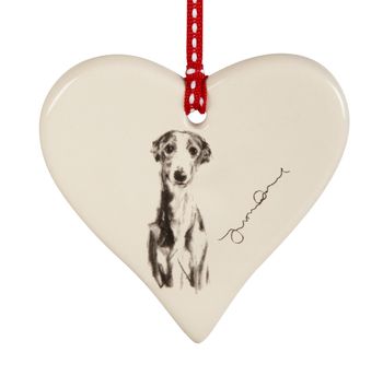 Gentle Whippet Dog Hanging Heart, 2 of 3