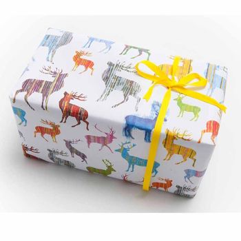 Two Sheets Of Multi Coloured Stag Wrapping Paper, 3 of 4