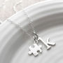 Silver And Diamond Jigsaw Puzzle Necklace, thumbnail 2 of 5
