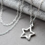 Sterling Silver And Diamond Open Star Necklace, thumbnail 1 of 7
