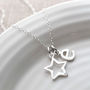 Sterling Silver And Diamond Open Star Necklace, thumbnail 3 of 7