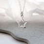 Sterling Silver And Ruby Open Star Necklace, thumbnail 1 of 6