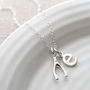 Silver And Diamond Wishbone Necklace, thumbnail 2 of 6