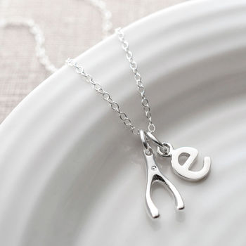 Silver And Diamond Wishbone Necklace, 2 of 6