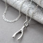 Silver And Diamond Wishbone Necklace, thumbnail 1 of 6