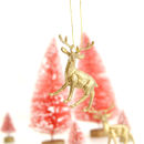 set of three gold reindeer christmas tree decorations by peach blossom ...